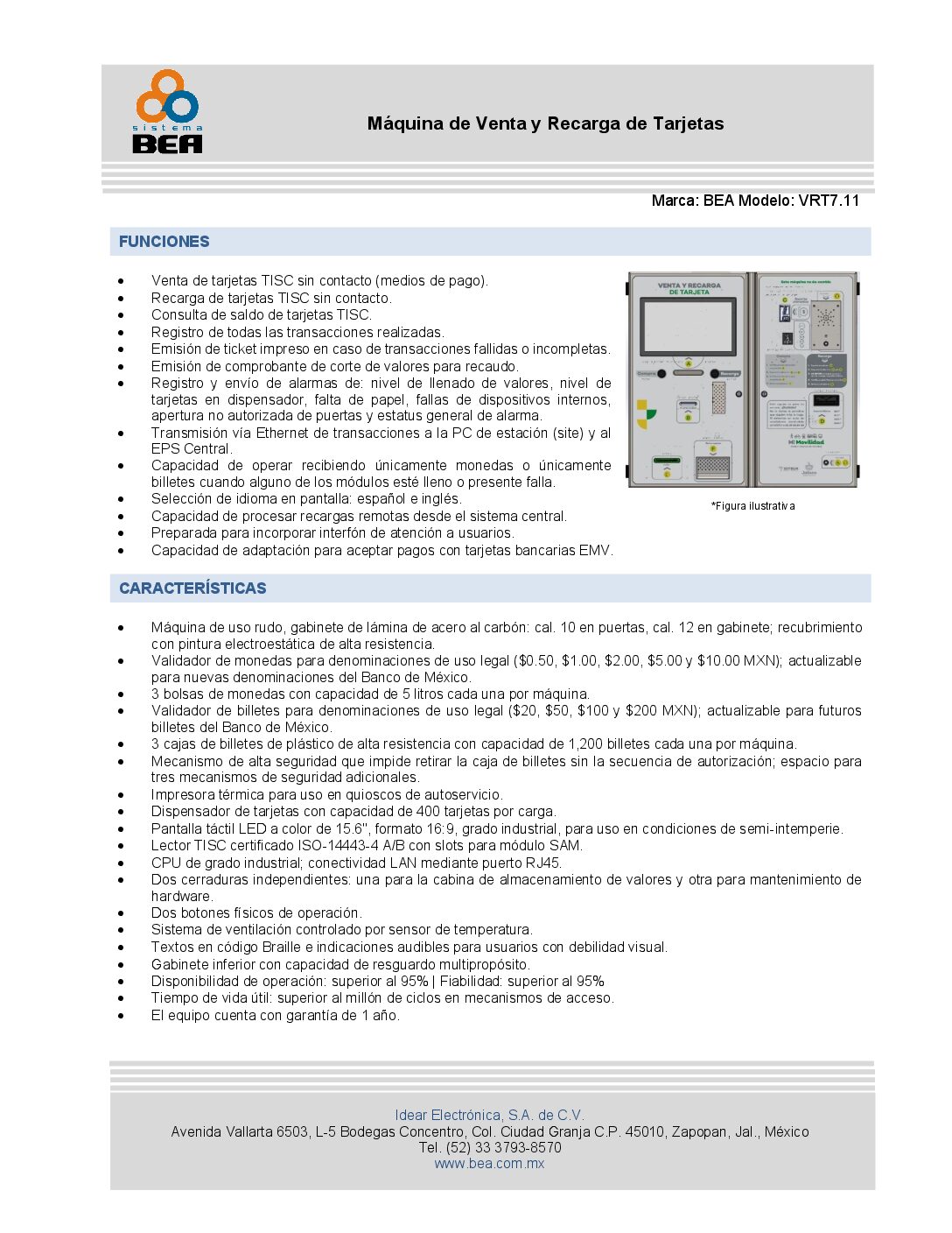 1.4 Máquina de Venta y Recarga de Tarjetas – VRTMEVRT