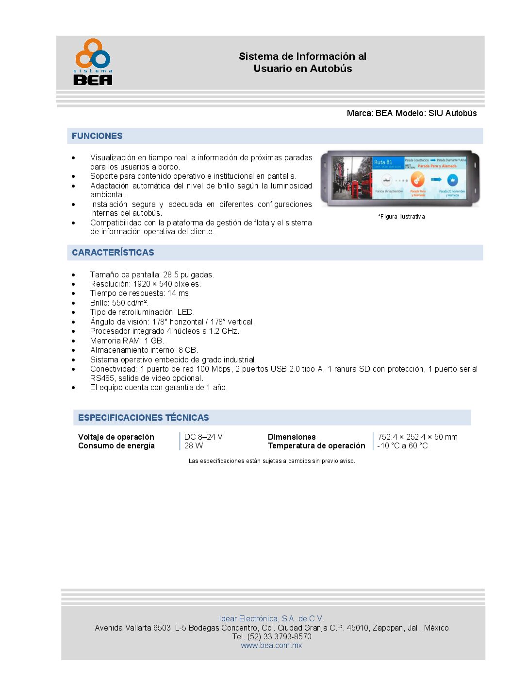 2.3, 3.4  Sistema de Información al Usuario en autobús – SIU