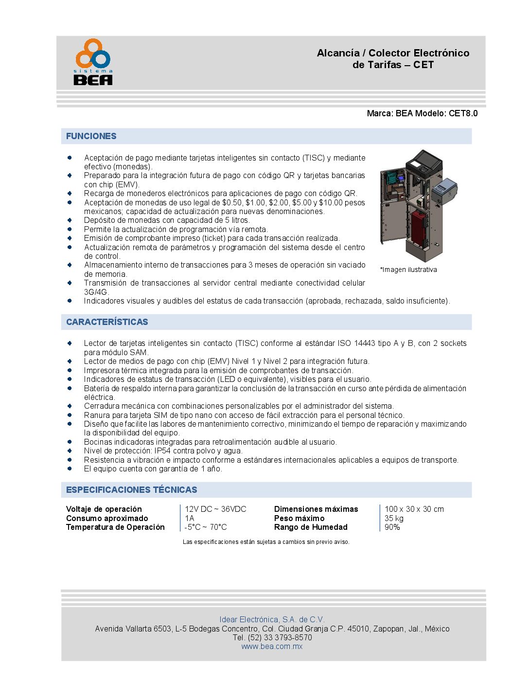 3.1 Alcancía Colector Electrónico de Tarifas – CET