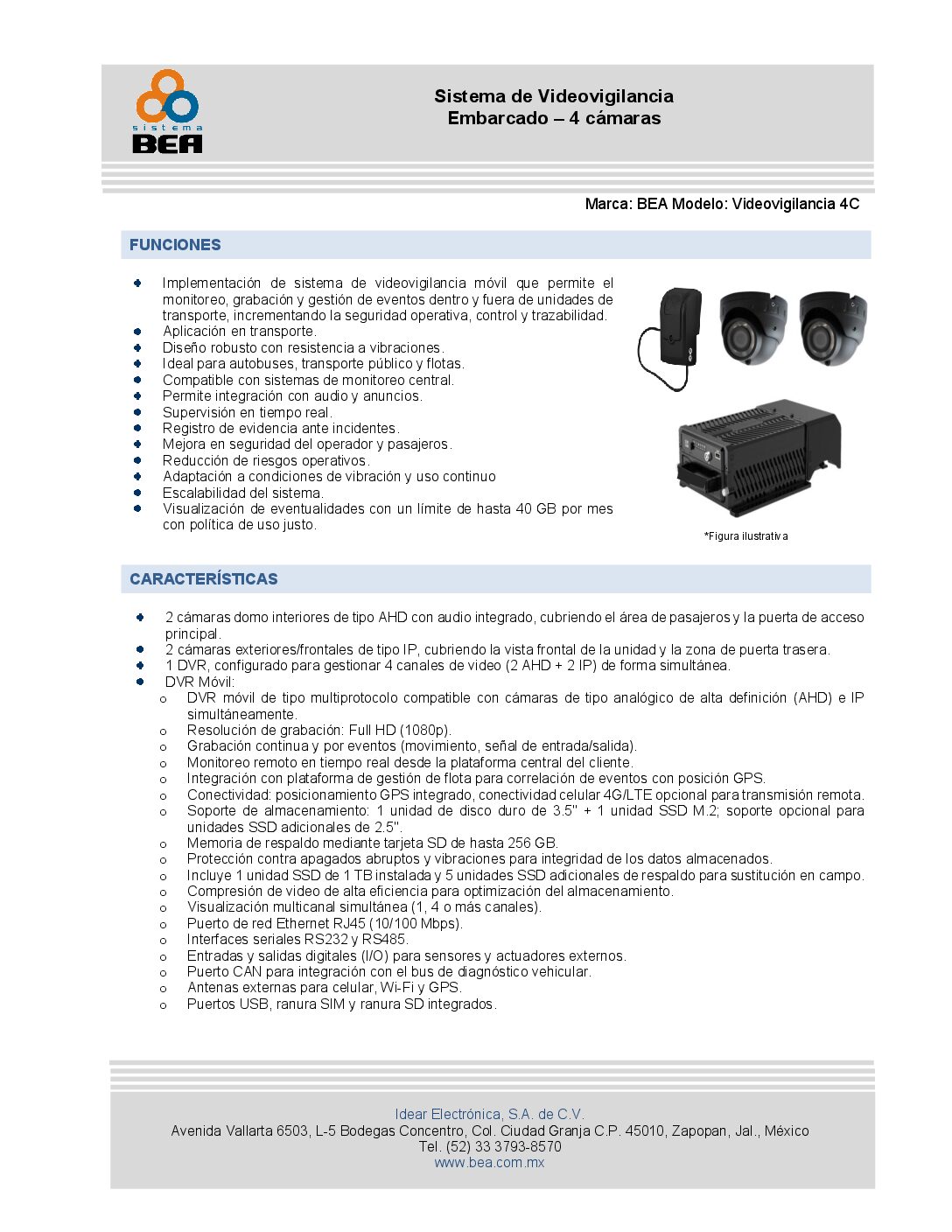 3.6 Sistema de videovigilancia embarcado 4C